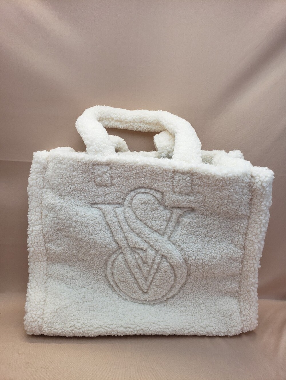 Victoria's Secret White Shearling Tote Bag Large Faux Fur